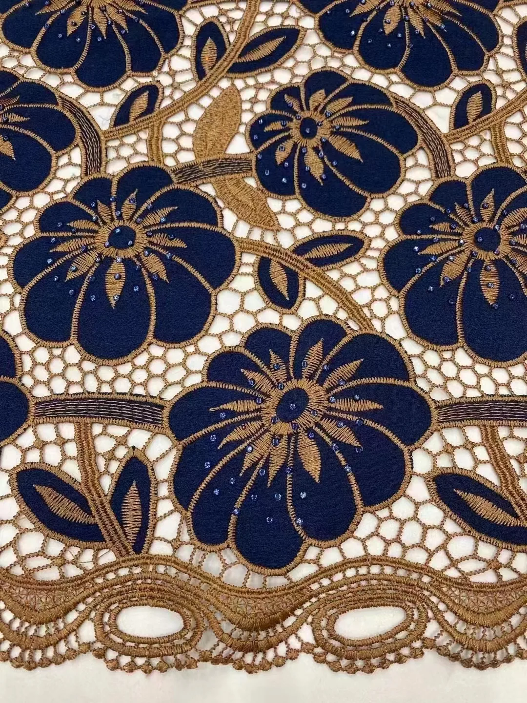 

Fashion French Mesh Laser Embroidery Chiffon Lace Fabric African Nigerian With Stones Lace Fabric For Wedding Dress