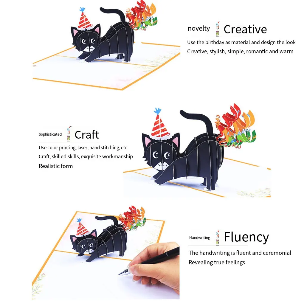 

Greeting Card Blessing Cards Handmade Cat Mysterious Crafts Festival Supply Mothers Father’s Day Wedding Anniversary