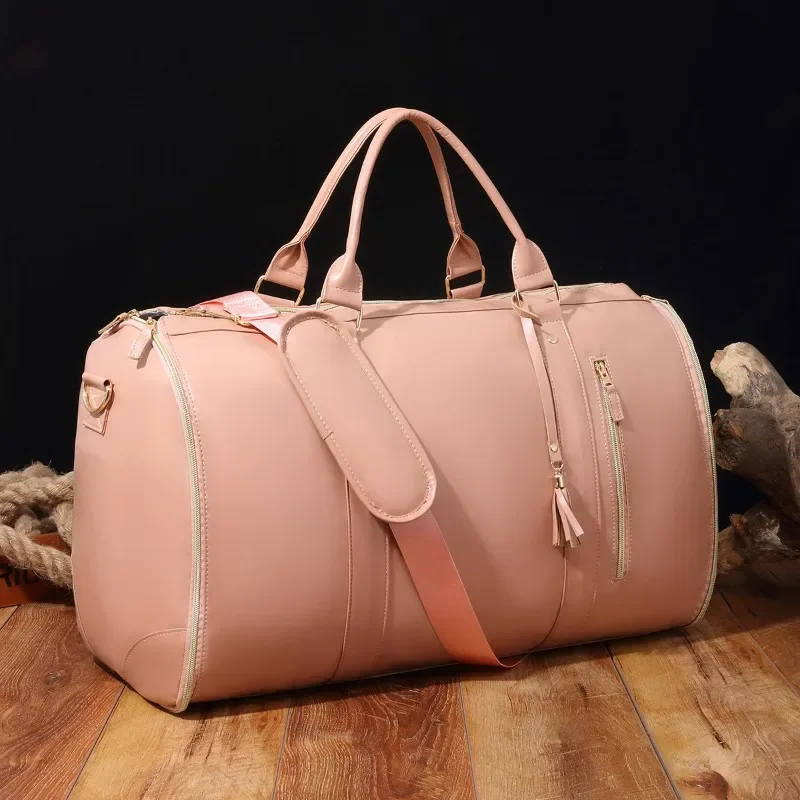 Convenient travel carry on clothing bag large PU leather luggage bag women's fashion