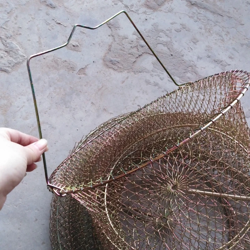 Steel Wire Fish Baskets Collapsible Fish Crawfish Basket Cage Portable Fshing Net Fishing Accessories Easy to Use