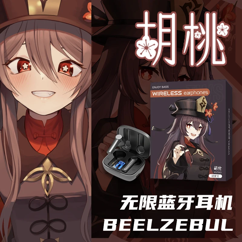 Фото Беспроводные наушники Genshin Impact для Android Cosplay 5,0 HD проект HuTao подарки реквизит №2