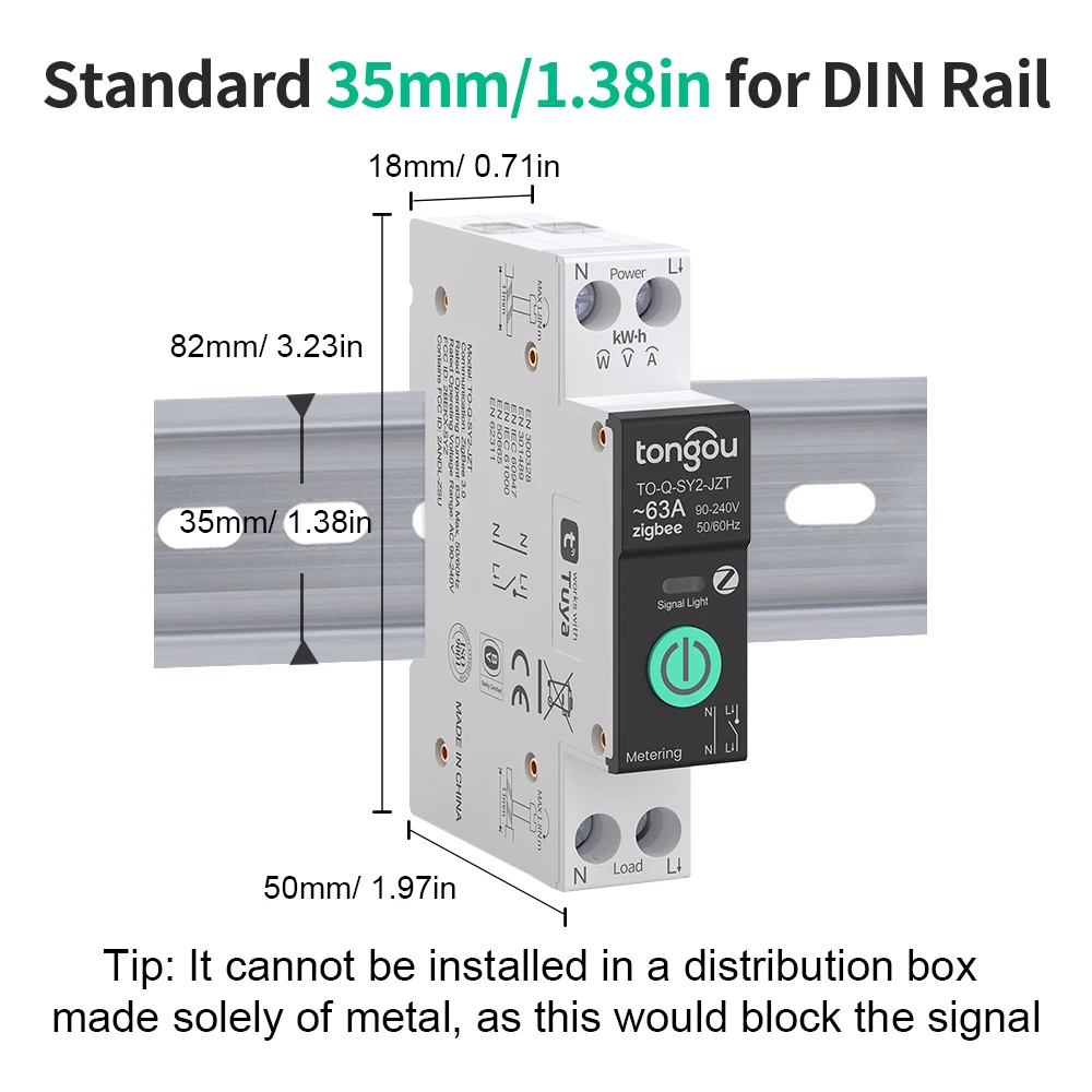 TUYA MCB ZigBee Smart Circuit Breaker Over Current Under Voltage Protection Powe