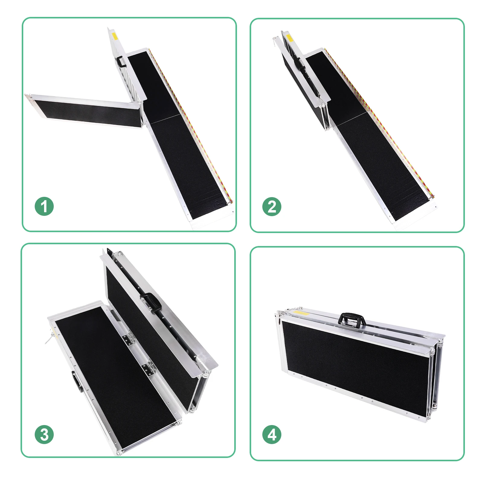 Portable Wheelchair Ramp Folding Non-Slip Aluminum Door Threshold Wheelchair Ramp Wheel Chair Ramp for Home Steps Stairs Entry T