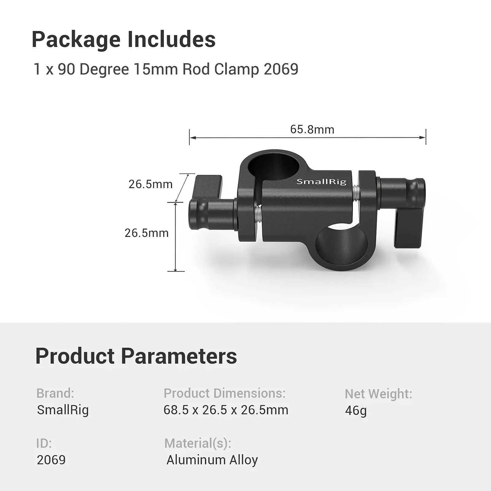15mm Rod Clamp 90-Degree for Camcorder Video DIY Camera 15mm Rail Clamp Rigs Sho