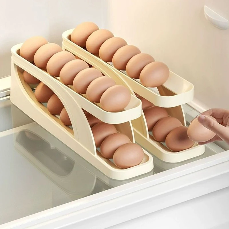

Автоматическая прокручивающаяся полка для яиц, держатель, коробка для хранения, корзина для яиц, контейнер, органайзер для холодильника, для кухни