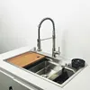 kitchen Sink 304 Stainless Steel sinks Above Counter Washing Basin with chopping board  cup washer multifunctional kitchen sink 1