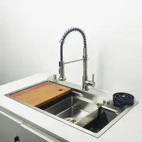 kitchen Sink 304 Stainless Steel sinks Above Counter Washing Basin with chopping board  cup washer multifunctional kitchen sink 1