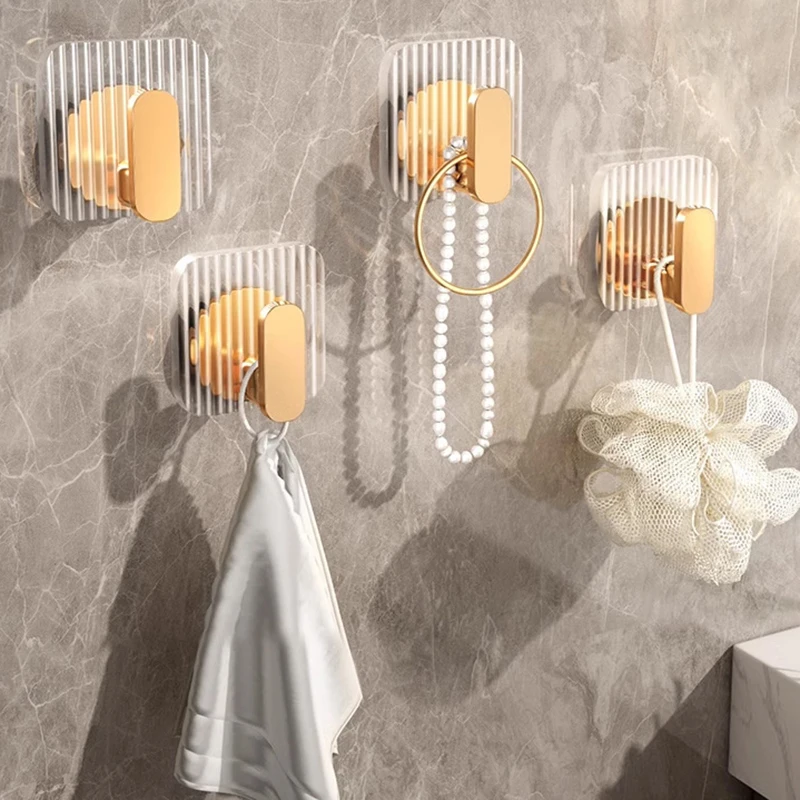 1/4PCS Self-adhesive Wall Hooks Acrylic Bathroom Hooks for Hanging Waterproof Luxury Adhesive Hook Towel Holder Home Accessories 2