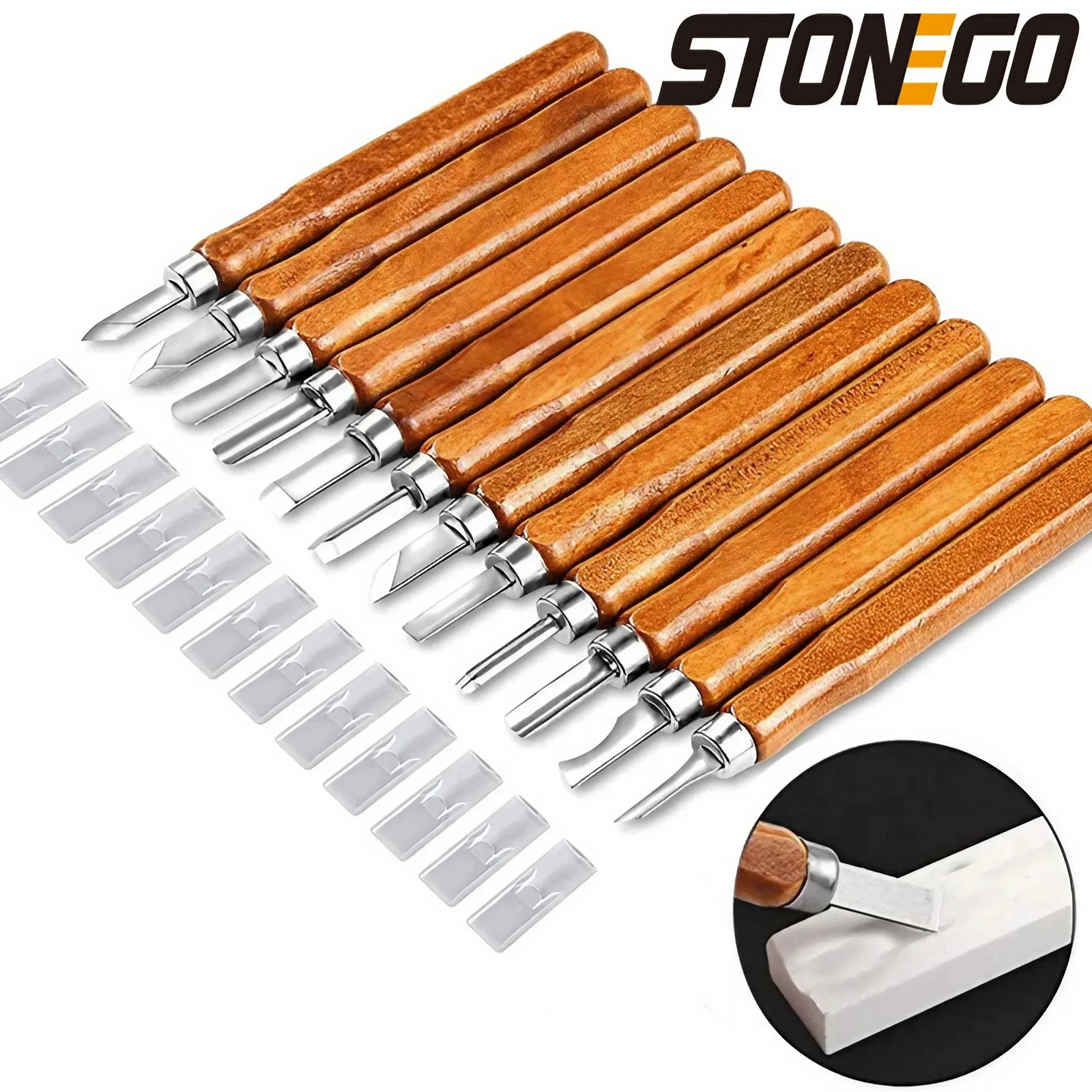 STONEGO Wood Carving Chisels Wood Carving Tools Woodworking Engraving Olive Knife Craft Knife Tool Set 1
