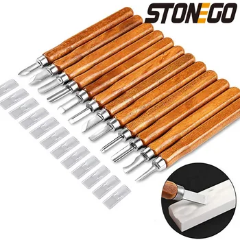 STONEGO Wood Carving Chisels Wood Carving Tools Woodworking Engraving Olive Knife Craft Knife Tool Set 1