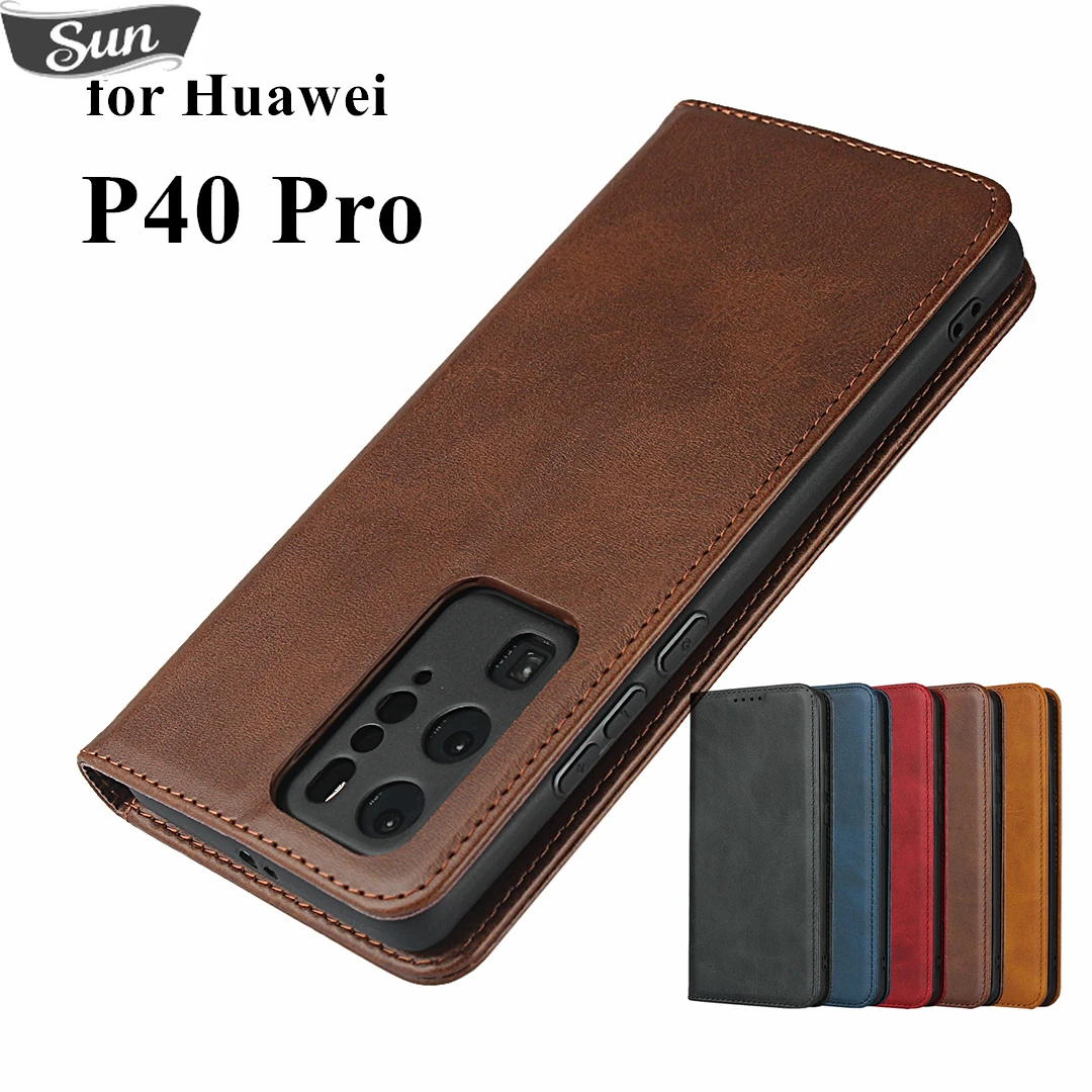 

Кожаный чехол для Huawei P40 Pro, откидной Чехол 6,58 дюйма, держатель для карт, кобура, Магнитный чехол, чехол-бумажник