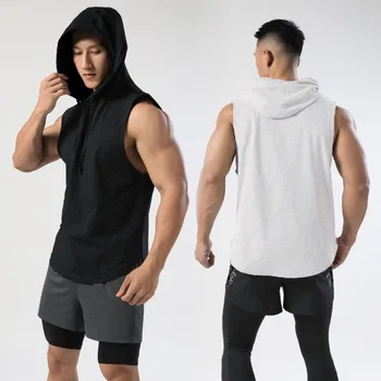 Solid Color Brand New Men's Tank Tops Vest Sleeveless Tees For Male Hooded Man Vests Tops Hip Hop Men Tank Top T shirt 1