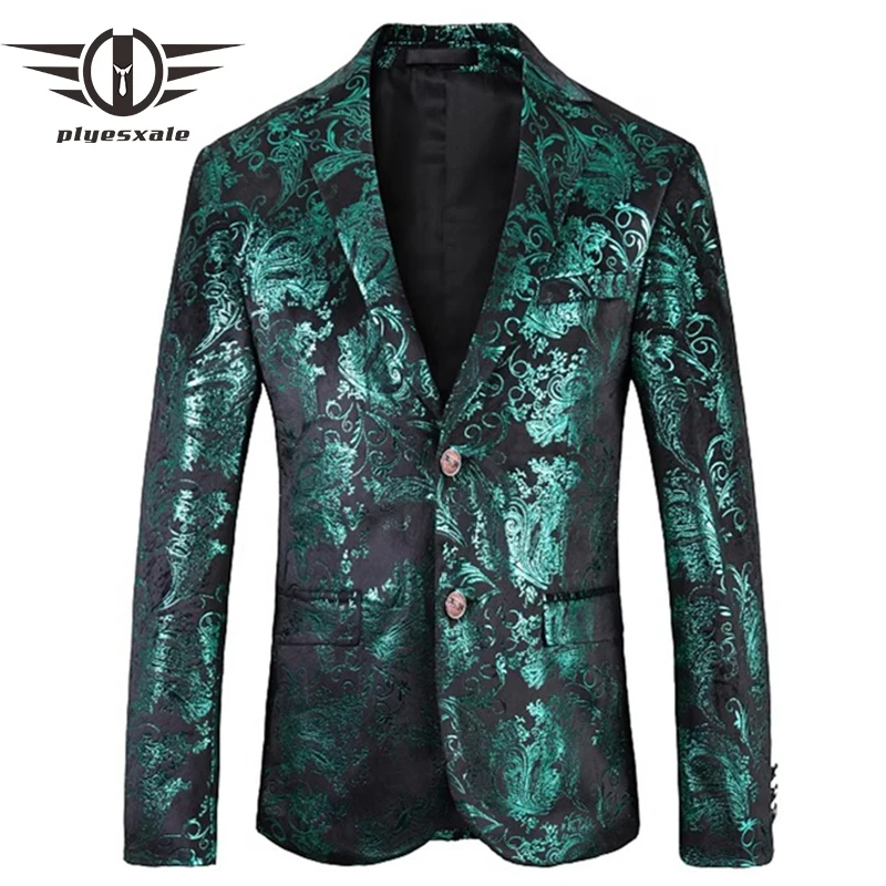 

Plyesxale Floral Blazer Men 2023 Autumn Mens Velvet Blazers Red Blue Gold Blazer For Men 5XL Wedding Prom Party Suit Jacket Q29