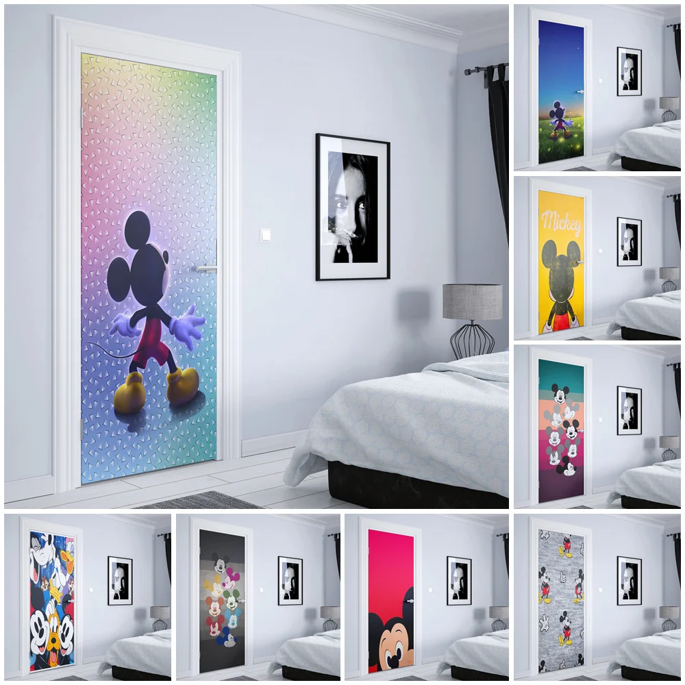 

Disney graffiti Mickey and Minnie Nordic Wall art Door sticker Home wall door elevator decoration Pop Aesthetic Wall Sticker
