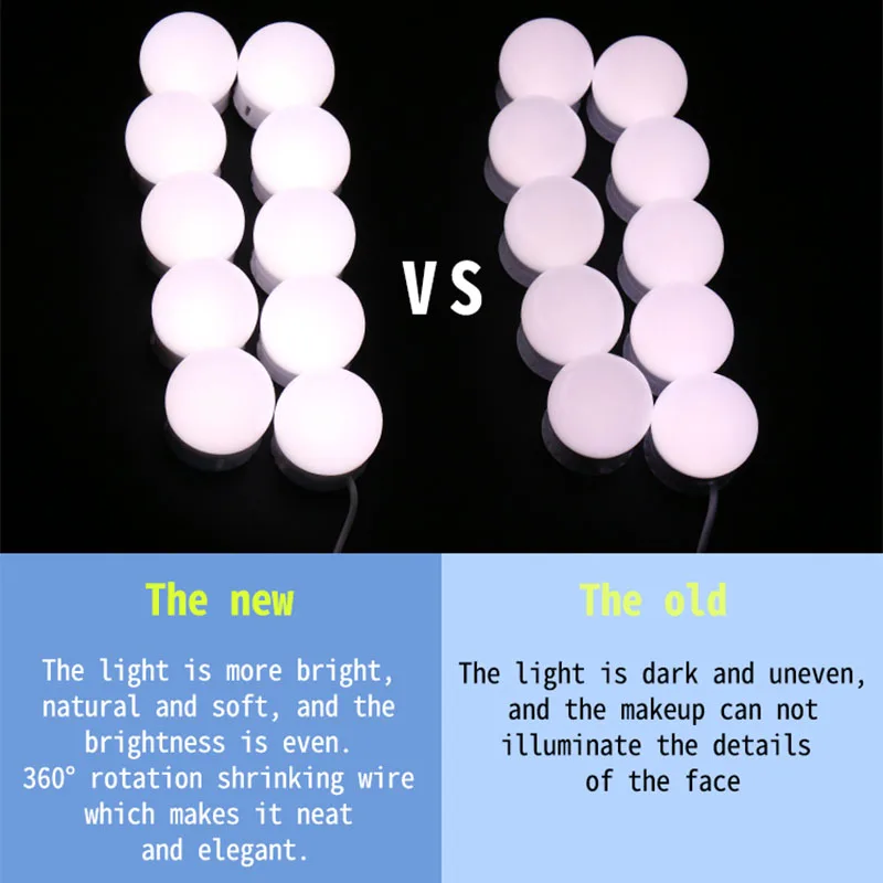 LED-Make-up-Spiegel-Fülllicht, dreifarbiges Licht mit einstellbarer Helligkeit, Plug-and-Play-Umgebungslicht für Kosmetikspiegel_voghion.com