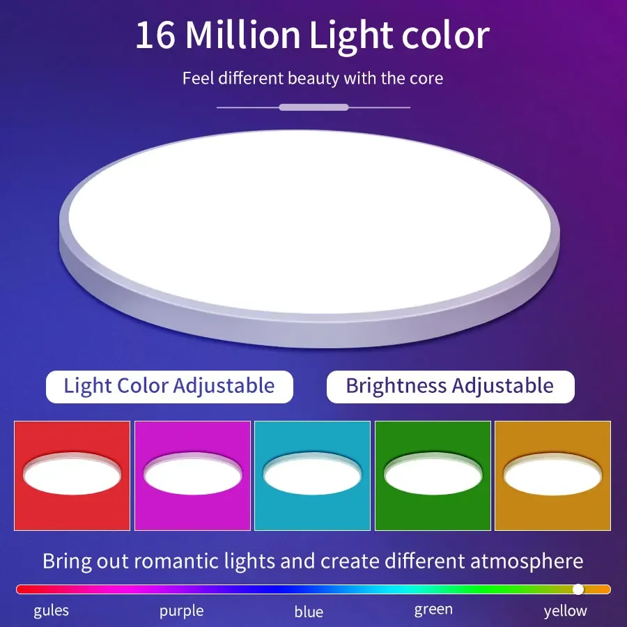 24W WiFi Smart LED Ceiling Light Cozylife APP Control Circular Panel Ambient Lamp AC 85-265V Works With Alexa Geogle Home