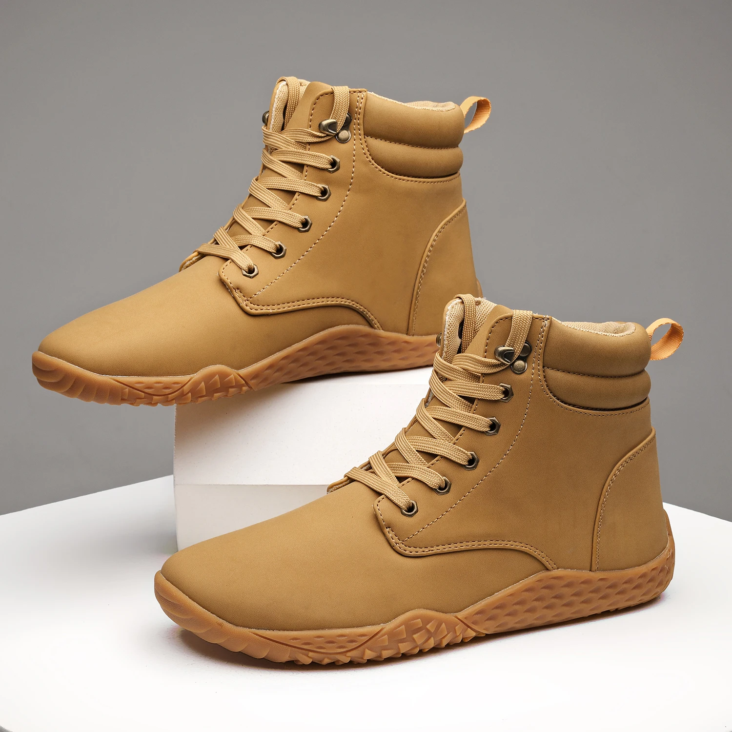 Waterproof Wide Toe Box Platform Walking Boots - Warm Winter Snow Footwear for Hiking - Barefoot Style for All Genders
