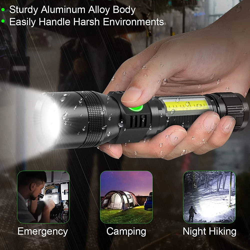 UV Light & Strong Light Flashlight USB Rechargeable Camping Lantern Pets Urine Stains Black Led Ultraviolet Torch