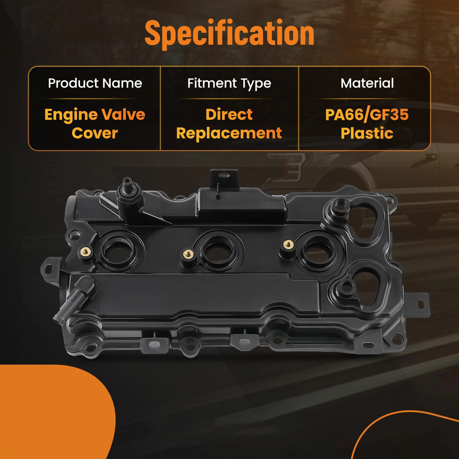 2pcs Cam Rocker Cover W/Gasket Screw Oil Cap Engine Valve Cover Wear Resist Camshaft Rocker Cover OE 13264-9N00A 13264-9N00B