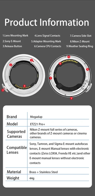 MEGADAP ETZ21 Pro+ オートフォーカスアダプター ソニーE