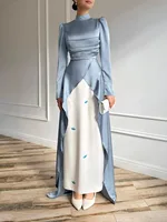 Eid femmes Robe musulmane Abaya Satin robes Largos fête Caftan Jalabiya Ramadan robes longues dubaï caftan arabe longue Robe 2025 1