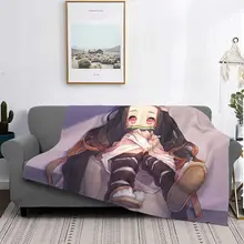 

Kamado Nezuko Demon Slayer Flannel Throw Blanket Kimetsu No Yaiba Devil's Blade Anime Blanket for Bed Travel Super Warm Quilt 09