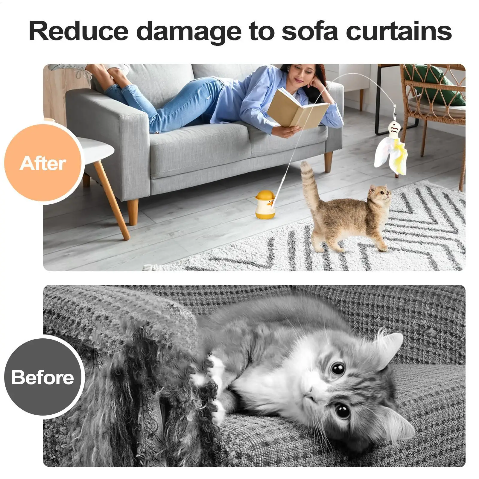 Interactive Cat Toy Rotating 2 Modes Self-Play Toys For Cats For Home Couch Corner Furniture Floor Travel Play Enrichment