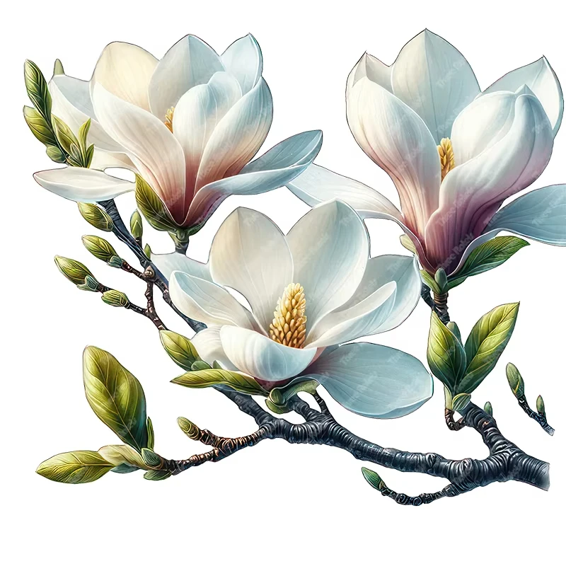 Wall Stickers Three Ratels Elegant magnolia flower living room bedroom dining room kitchen bathroom waterproof decals