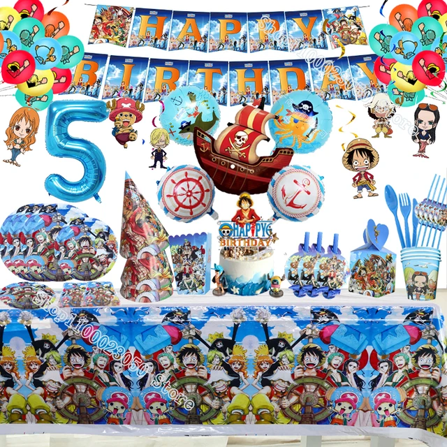 One Piece Theme Party Decorations Luffy Disposable Tableware Set Paper  Plate/Cups/Napkins/Banner Boy Birthday Party Decor Suppli