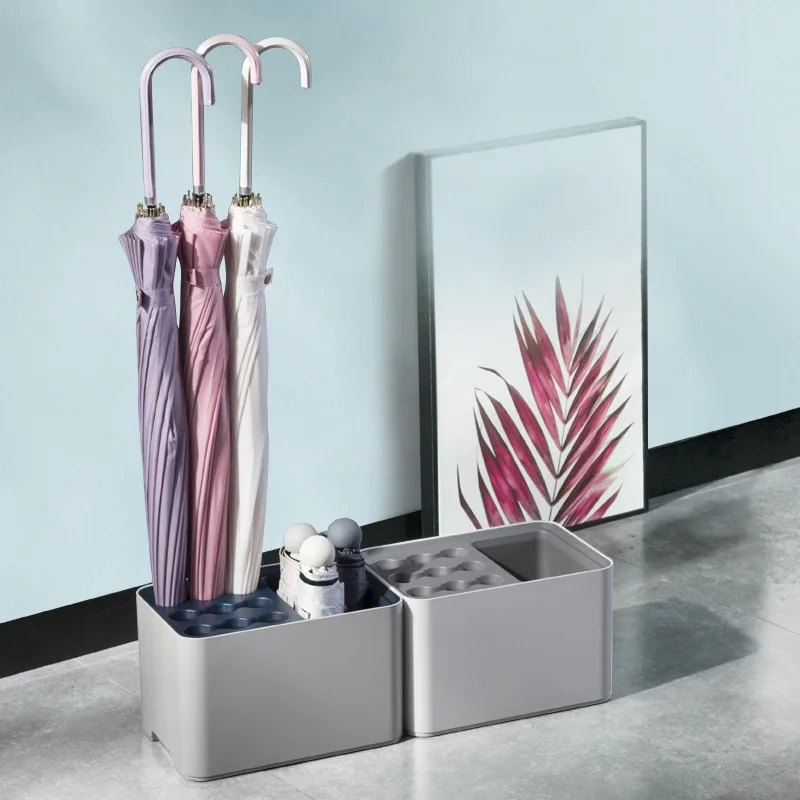 

Umbrella Drainage Hole Stand Rack Home Hotel Office Long Handle and Folded Umbrella Rain Gear Holder Storage Organizer Container