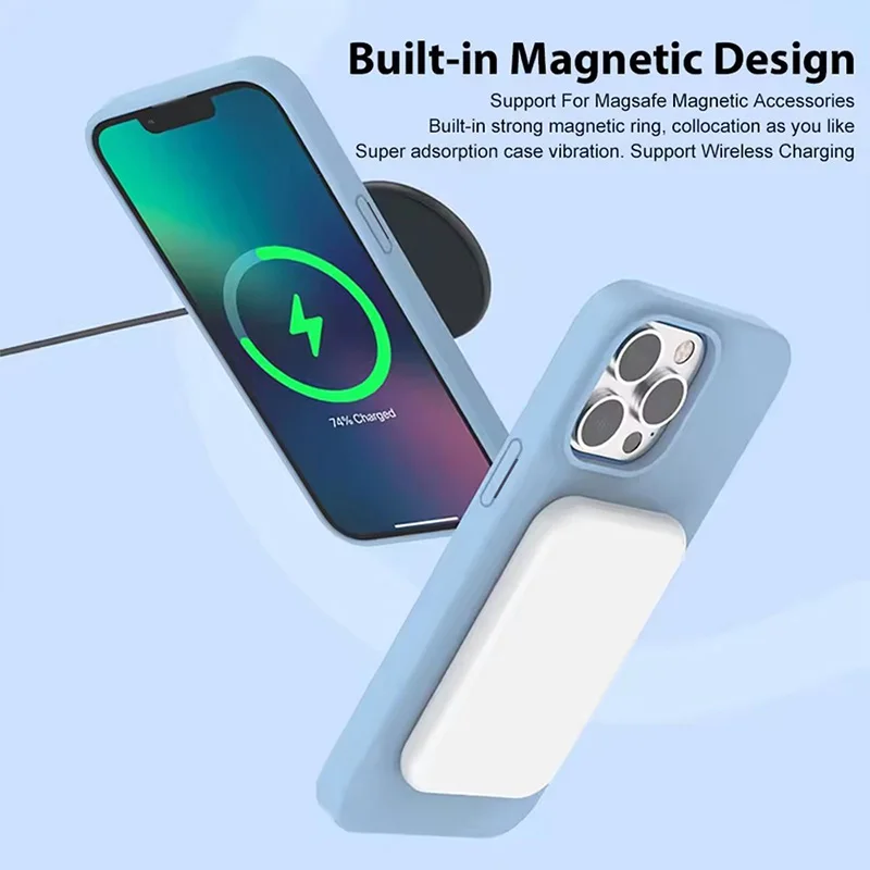 Enhanced Magnetic Liquid Silicone Phone Case with Wireless Charging Compatibility