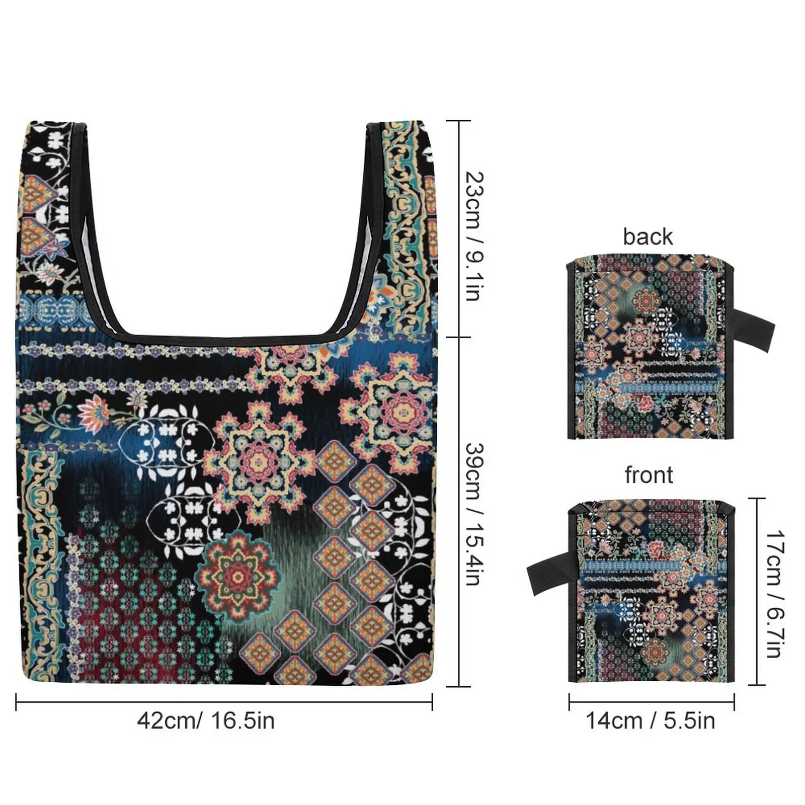 Retro Decor Shopping Bag Double Strap Handbag Exotic Style Foldable Tote Bag Recycle Floral Pouch Handbags Custom Pattern