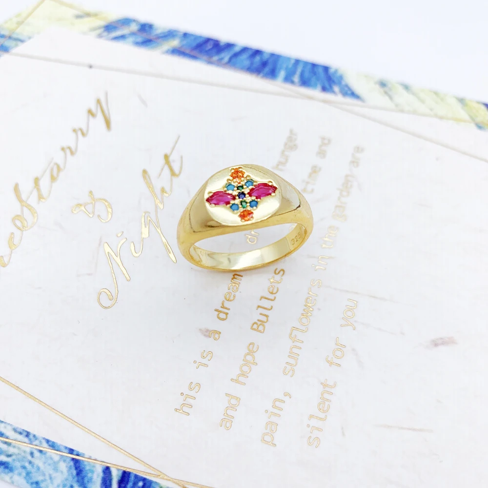 Ring bunte Steine, Europa Natur feiner Schmuck für elegante Frauen, 2022 Frühling Böhmen Geschenk aus 925er Sterlingsilber – Detail 4
