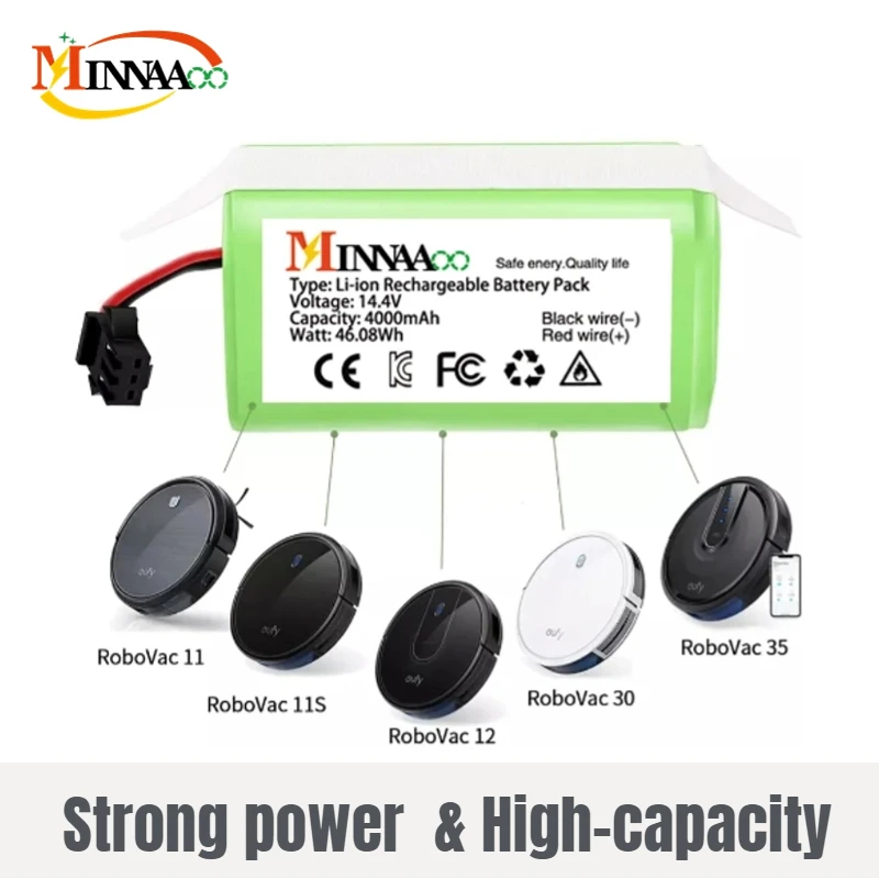 

14.4V 4.0Ah Li-ion battery for Cecotec Conga Excellence 950 990 1090 Ecovacs Deebot DN621 601/605 Eufy RoboVac 35C Panda i7 V710