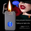 2025 Intelligent Voice Controlled Kerosene Lighter Metal Transparent Oil Arc Ignition Personalized Gift Cigarette Accessories 2