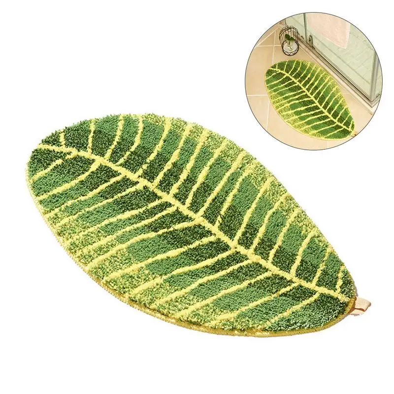 

Leaf Bathroom Rug Durable Polyster Made Quick Dry Absorbent Floor Mat Anti Slip Floor Carpet Mat Home Decor Accessories