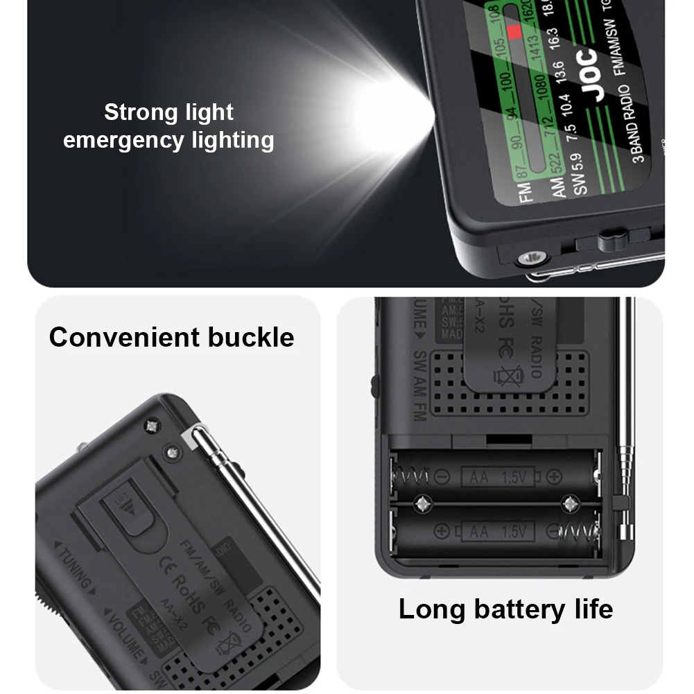 Portable Battery Operated Radio With Speaker Flashlight Emergency Radios SW AM FM Full Band Radio Receiver With Headphone Jack