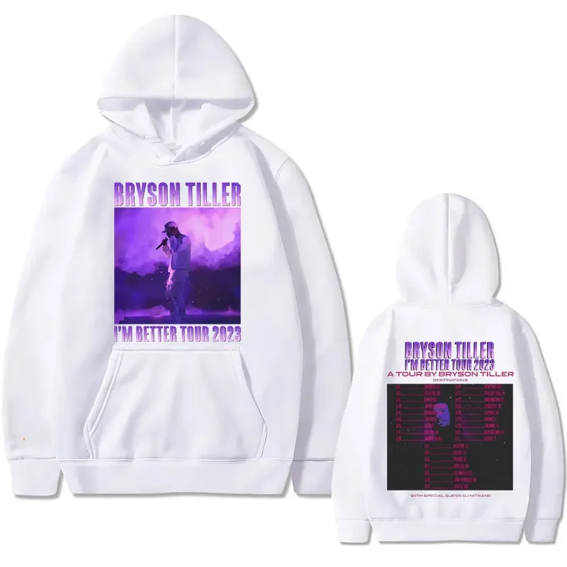 Rapper Bryson Tiller I'm Better Tour 2023 Graphic Print Hoodie Male Fashion Hoodies Men Women Hip Hop Loose Oversized Sweatshirt