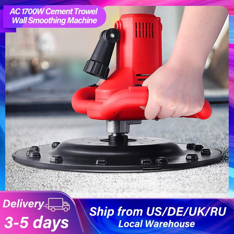 AC 1700W Electric Cement Polisher Wall Plaster Concrete Cement Mortar Trowel Plastering Polishing Machine with Mud Mixer Bar