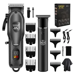 Premium Hair Clipper Kit for Men - Professional Electric Shaver with LCD Display (Black)