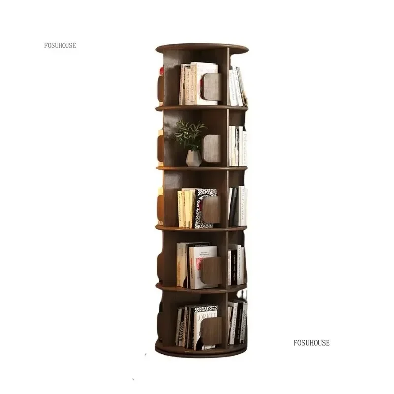 Modern Wooden Rotating Bookshelf 360 Cabinet Floor Rack Library Home Living Room Furniture Multi-layer Children's Bookcase