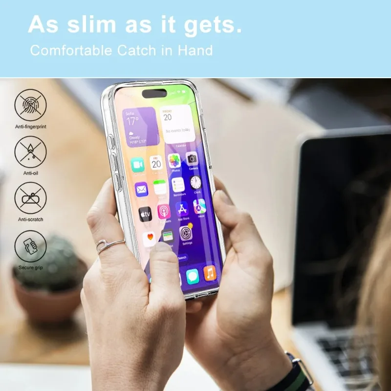 360° Clear Full Body Phone Case with Air Shockproof Protection and Built-in Screen Protector