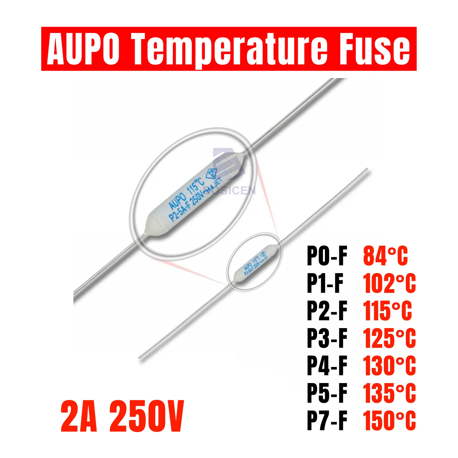 Glass Fuse Kit 5PCS AUPO 2A 250V JET RF P0-F P1-F P2-F P3-F P4-F P5-F P7-F 84/102/115/125/130/135/150℃ Ceramic resistive Temperature Fuse 2351372 5PCS AUPO 2A 250V JET RF P0-F P1-F P2-F P3-F P4-F P5-F P7-F 84/102/115/125/130/135/150℃ Ceramic resistive Temperature Fuse