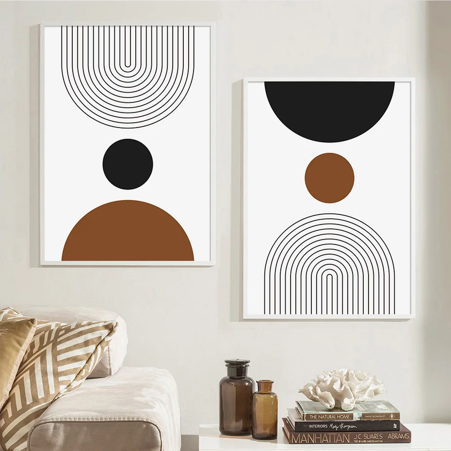 

Boho Abstract Geometric Line Posters Wall Art Canvas Painting Print Pictures for Living Room Modern Interior Home Decoration