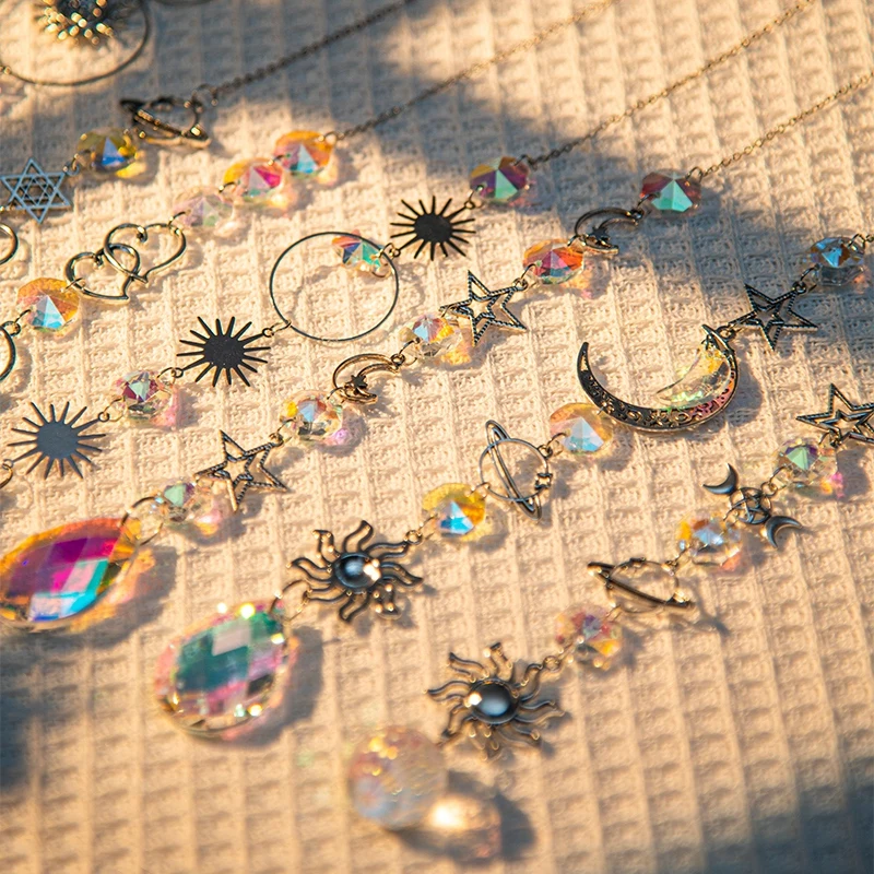 Crystal Suncatcher Light Catcher Heart Crystal Pendant Window Wind Chime Rainbow Chaser Hanging Drop Home Windchime Garden Decor
