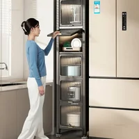 Floor Kitchen Cabinet Small Apartment Home Furniture Multilayer Against The Wall Cabinet Narrow Storage Cabinet for Kitchen X 2