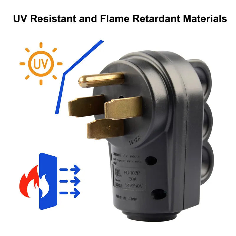 Nema 14-50R 50 Amp Heavy Duty RV EV Replacement Socket 14-50P 50AMP Replacement Power Assembly plug