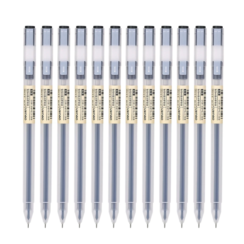 Deli 12pcs/Box Gel Ink Ballpoint Pen Office School Pens Smooth Writing Stationery Elementary Supplies 0.5mm Black Blue Red 3