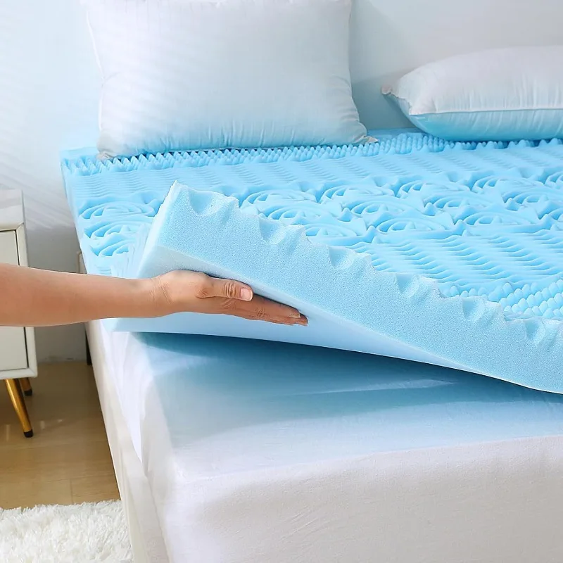 Full Size Mattress Topper, 7 Zone Cooling Foam Mattress Topper with Gel Infused, Egg Crate Bed Topper Pad