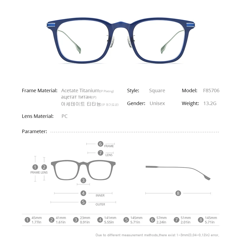 FONEX-Monture de lunettes en acétate de titane pour hommes et femmes, lunettes carrées, lunettes vintage, lunettes, F85706
